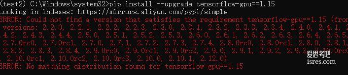 pip install tensorflow==1.15 报 ERROR: Could not find a version that satisfies the requirement tensorflow==1.15.0 