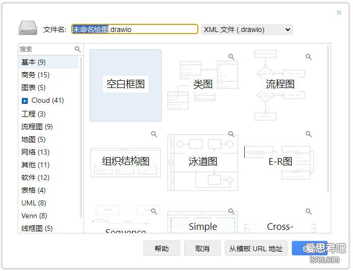 drawio 创建图形模型选择界面