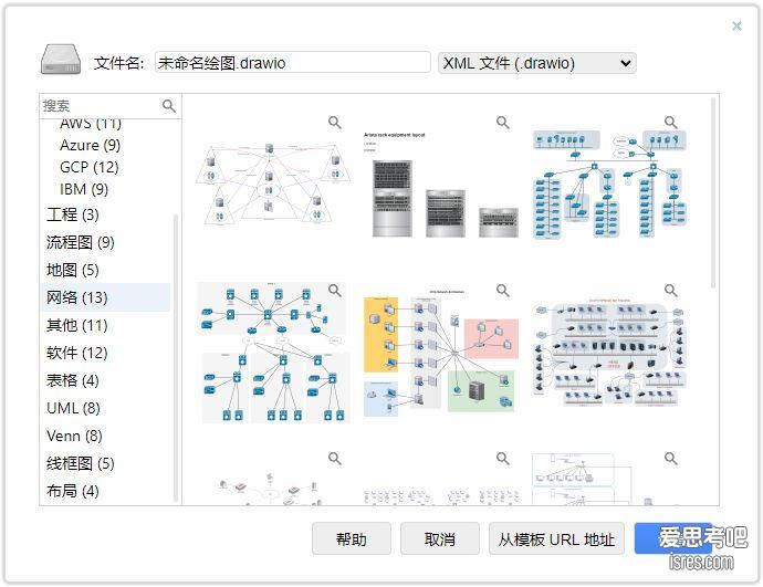 drawio 创建网络图表分类下模板展示