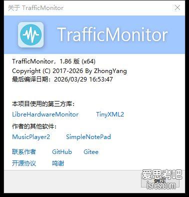 TrafficMonitor关于窗口,版本V1.86 x64