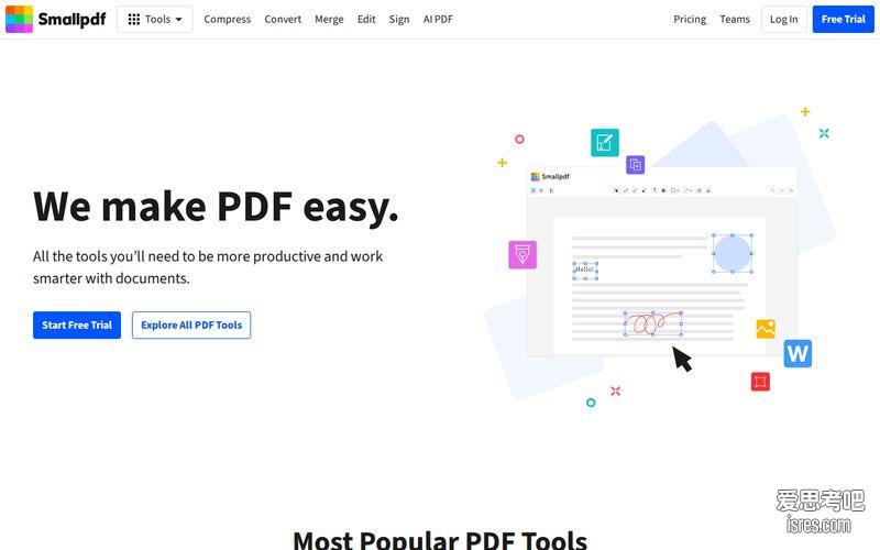 【Smallpdf官网】smallpdf.com在线PDF工具,转换压缩合并一站式