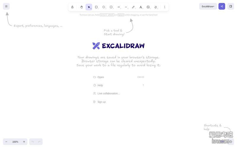 【Excalidraw官网】excalidraw.com 手绘风在线白板绘图工具