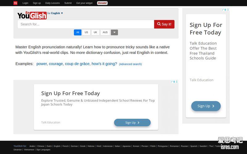 【YouGlish官网】youglish.com 看视频学英语发音的网站