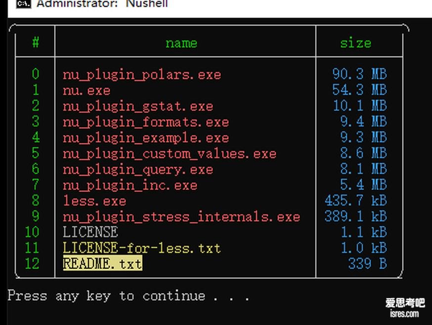 开源的现代命令行Shell Nushell 0.116.1便携版下载，命令输出直接就是能筛选排序的表格