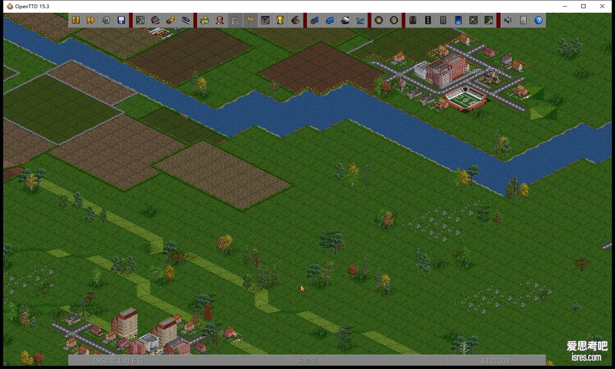 OpenTTD 生成地图后进入游戏的主画面